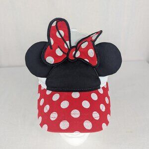Disney Minnie Mouse White Hat Red White Polka Dot Bow Girls Adjustable Strapback